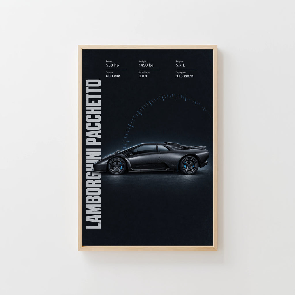 Vintage Lamborghini Print, Supercar Wall Art