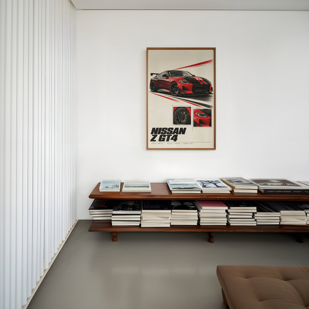Vintage Nissan Z GT4 Print, Race Car Wall Art