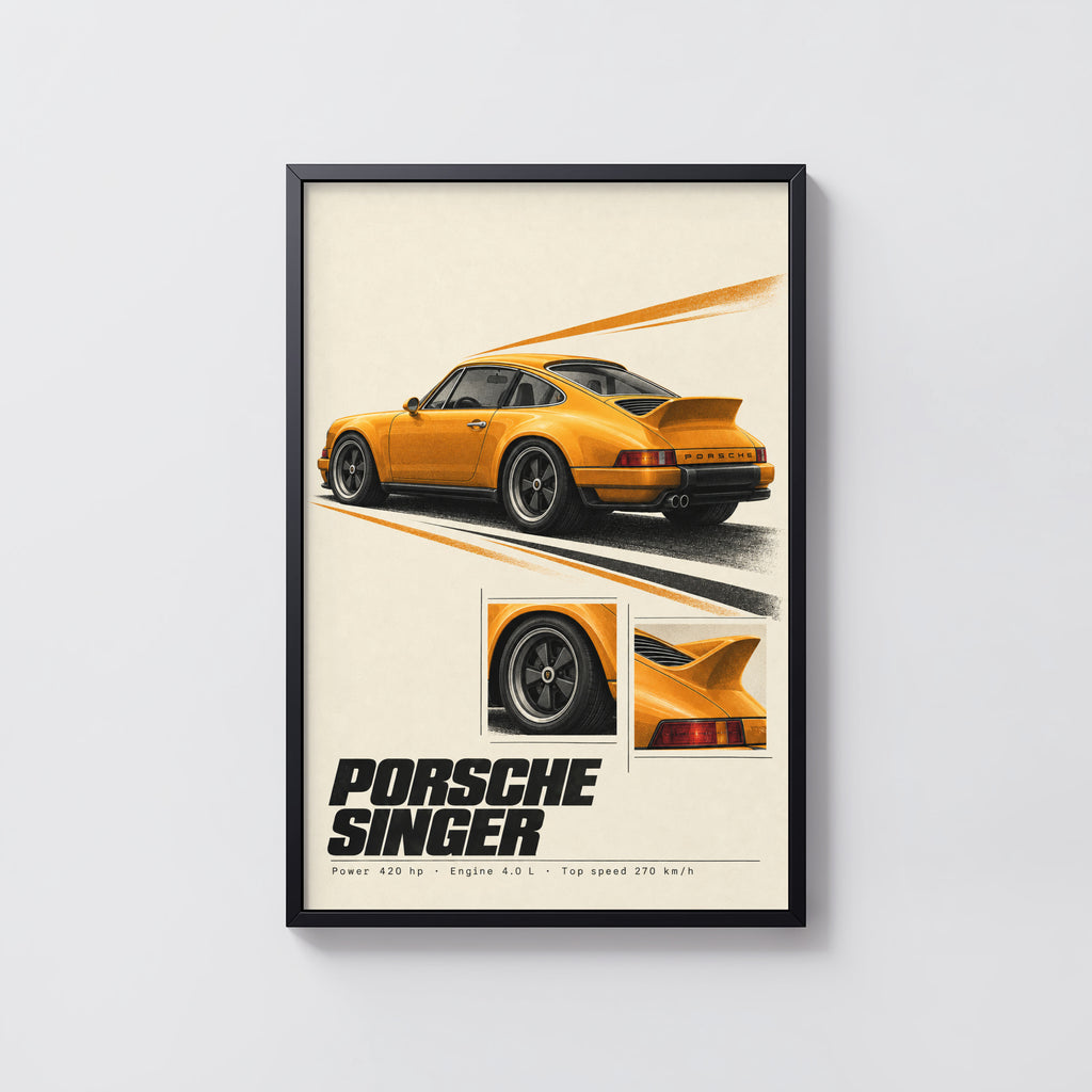 Vintage Porsche Singer Print, Car Wall Art