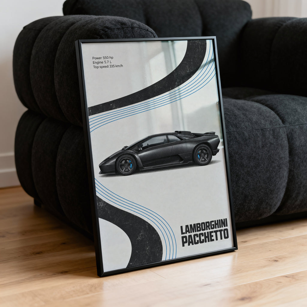 Vintage Lamborghini Pacchetto Print, Supercar Wall