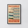 Vintage Piccadilly Line Heathrow Poster, London Print