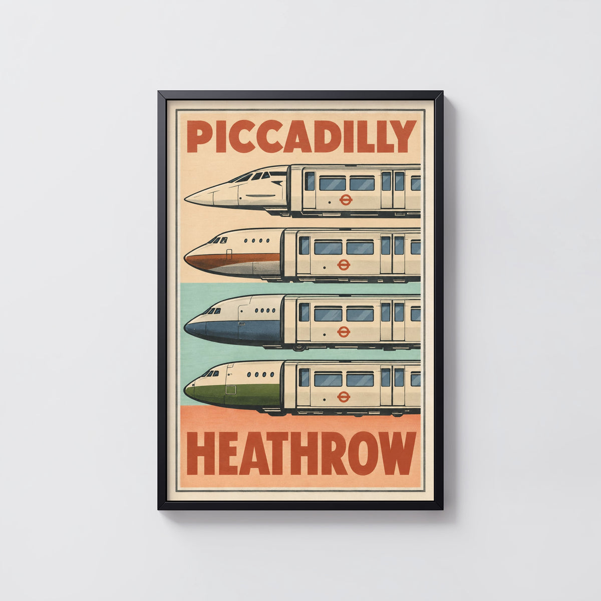 Vintage Piccadilly Line Heathrow Poster, London Print