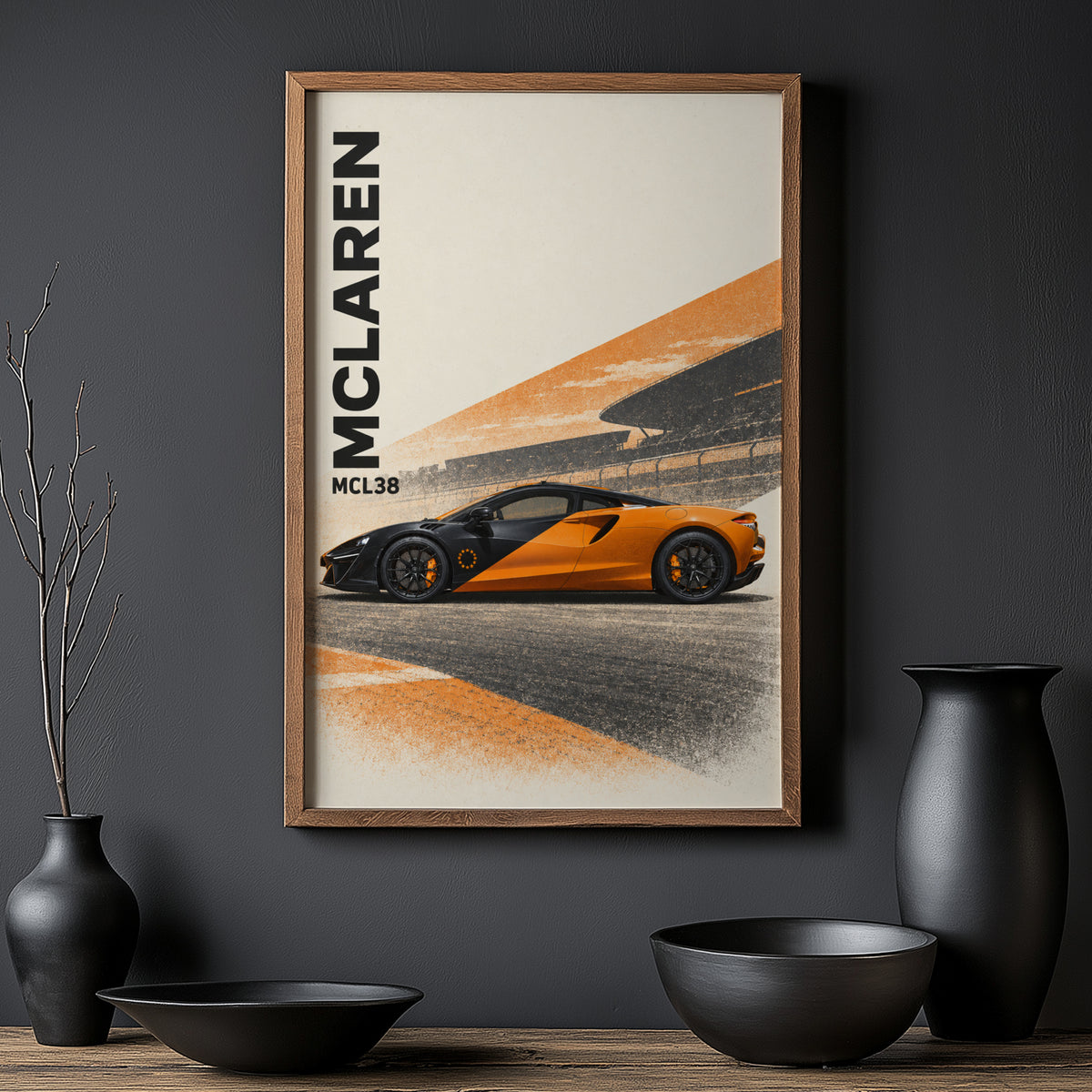 Vintage McLaren MCL38 Print, Racing Car Wall Art