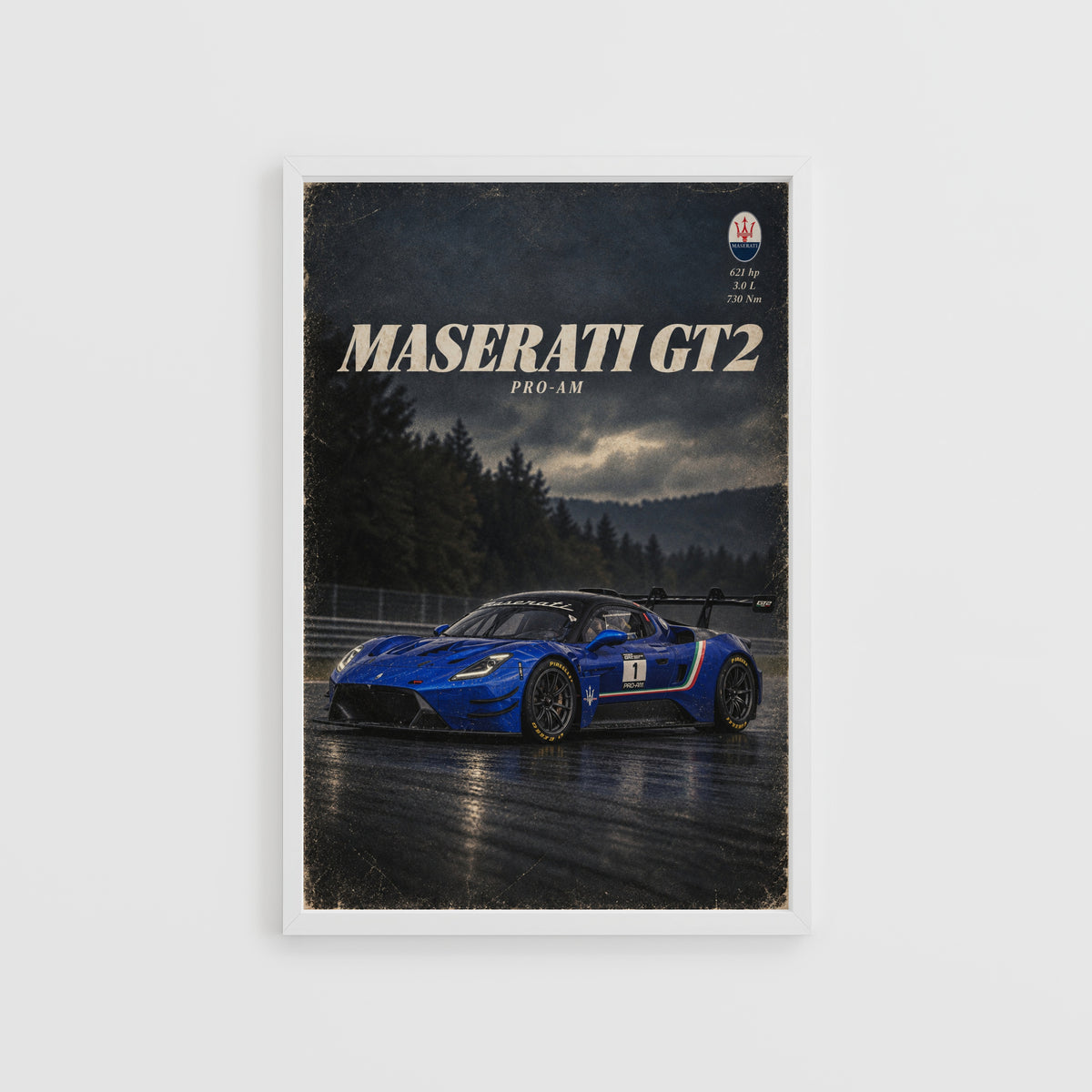 Vintage Maserati GT2 Print, Race Car Wall Art
