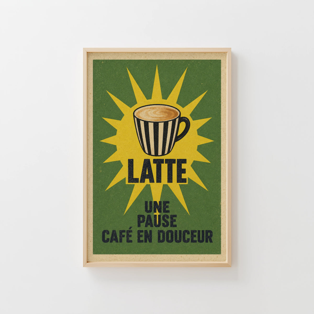 Vintage Coffee Print and Poster, Latte Kitchen Wall Art