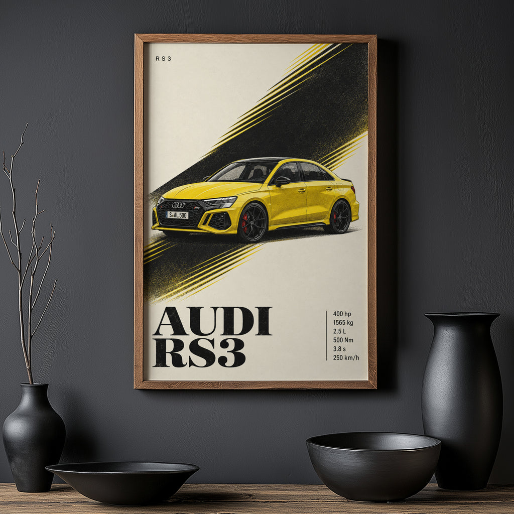 Vintage Audi RS3 Car Print, Wall Art