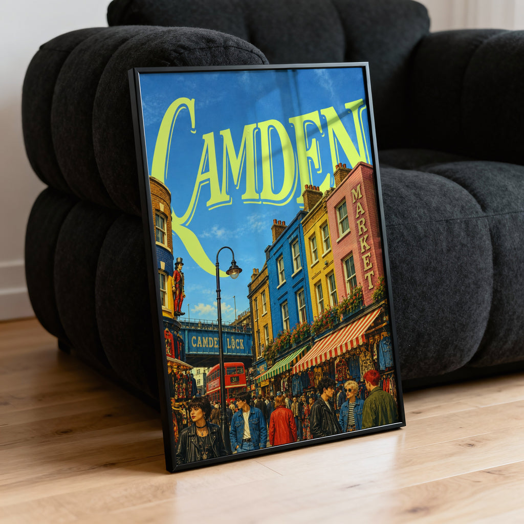 Vintage Camden Market Poster, London Wall Art, Print