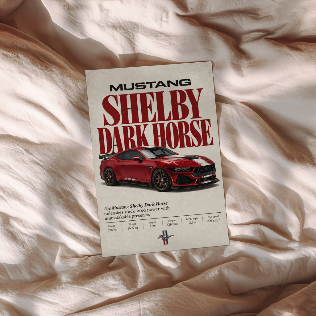 Vintage Mustang Shelby Dark Horse Print, Car Art