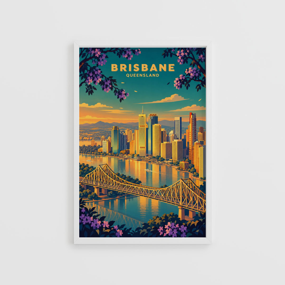 Vintage Brisbane Poster, Queensland Wall Art, City Print