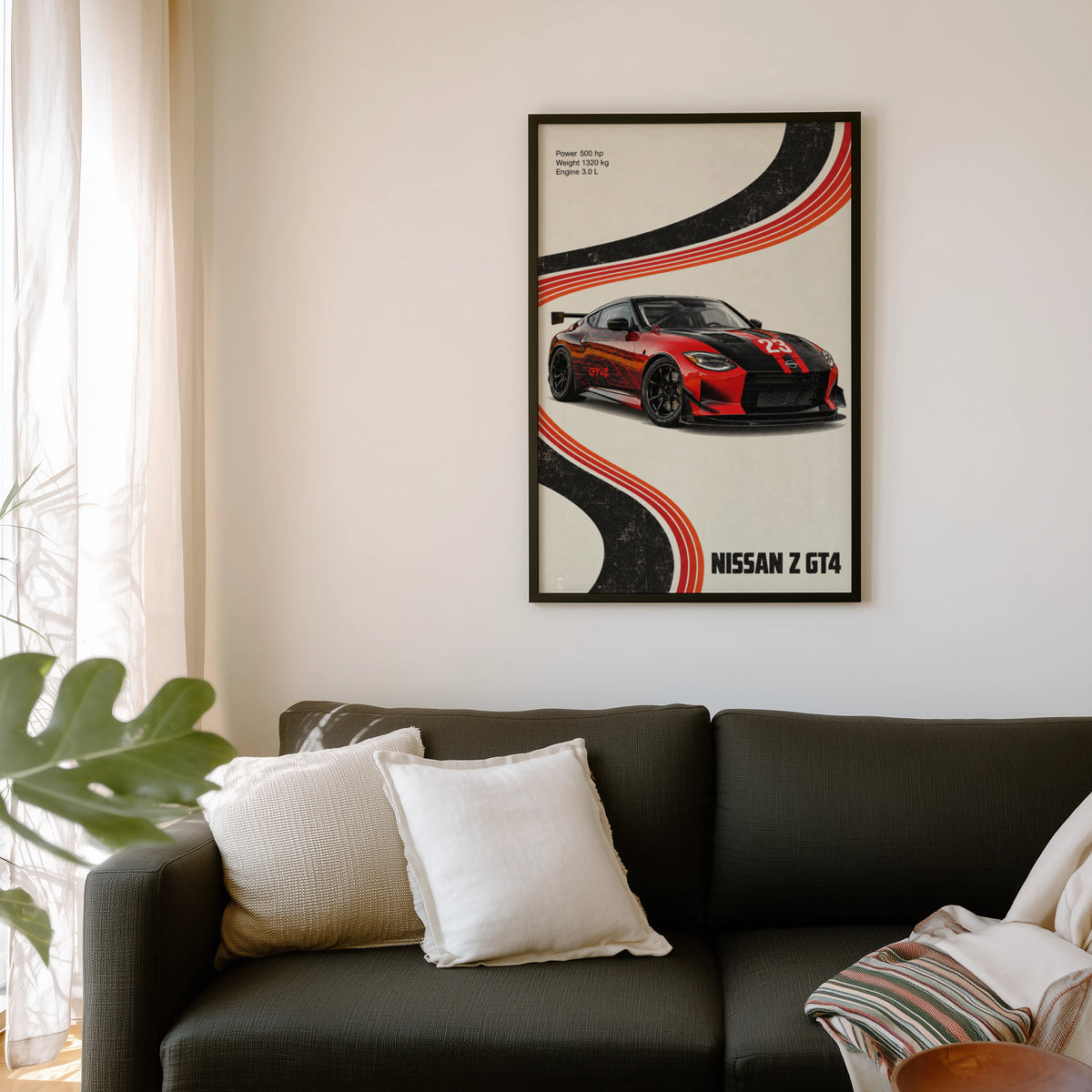 Vintage Print, Nissan Z GT4 Racing Car Wall Art