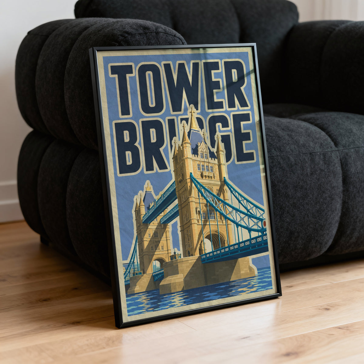 Vintage Tower Bridge London Poster, Retro Wall Art, Print