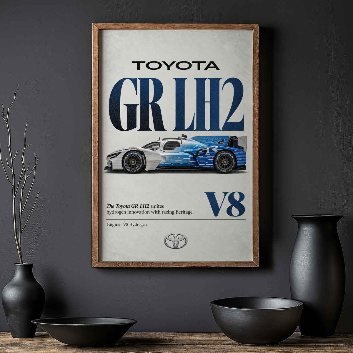 Vintage Toyota GR LH2 Print, Hydrogen Race Car