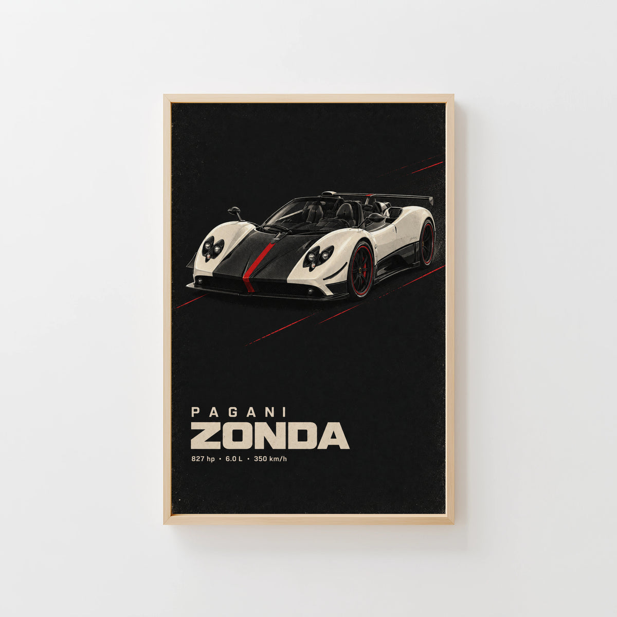 Vintage Pagani Zonda Print, Supercar Wall Art