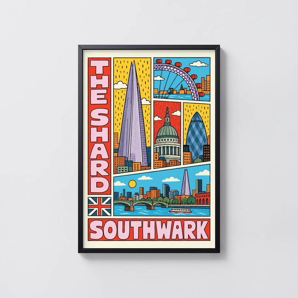 Vintage London Poster, Shard Southwark Print, Wall Art