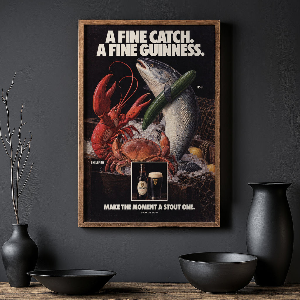 Vintage Guinness Print and Poster, Seafood Wall Art