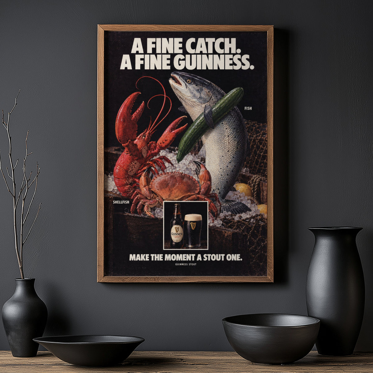 Vintage Guinness Print and Poster, Seafood Wall Art