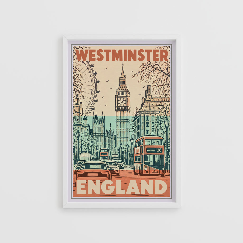 Vintage Westminster London Poster, England Wall Art, Print