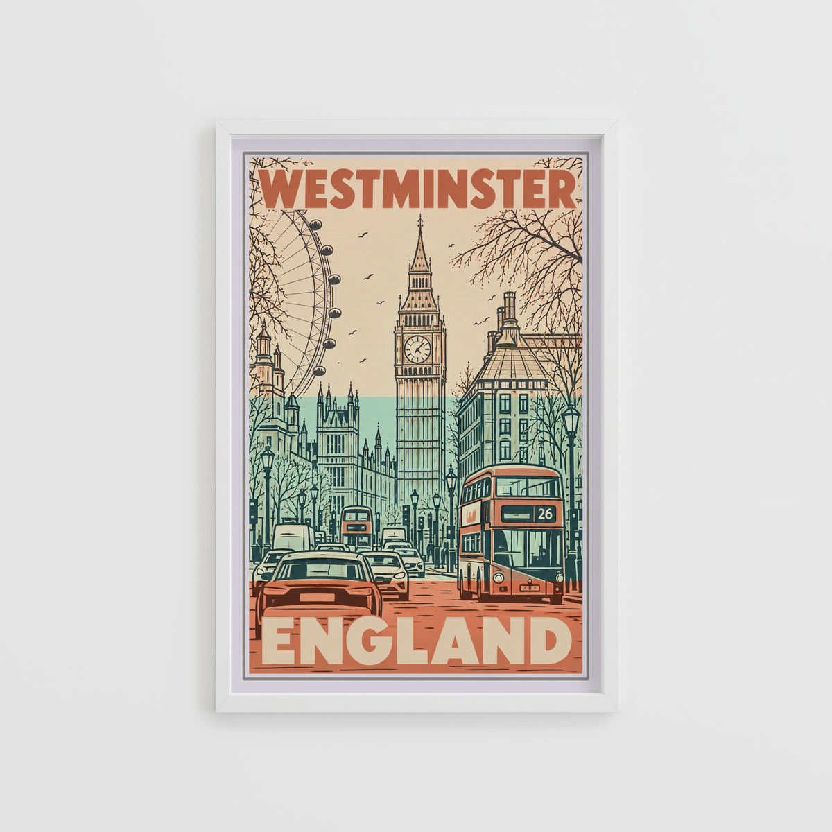 Vintage Westminster London Poster, England Wall Art, Print