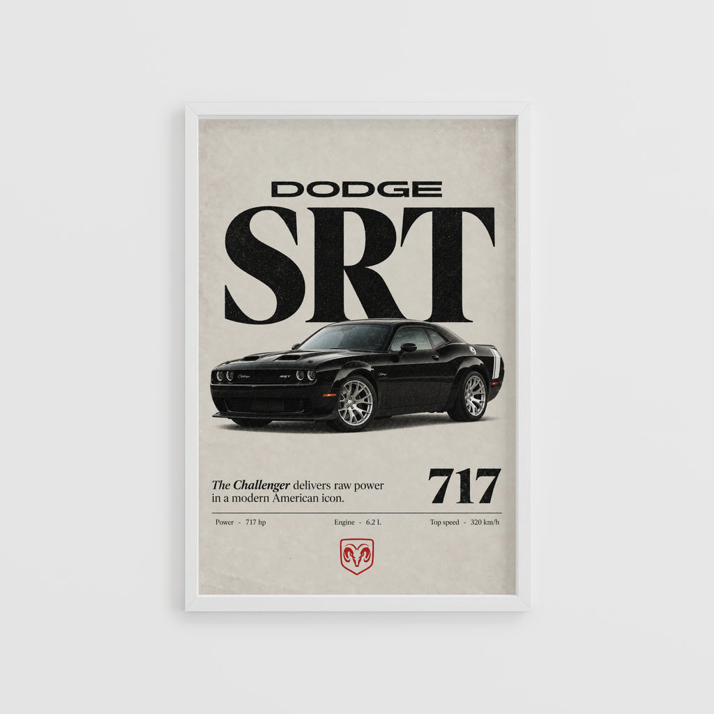 Vintage Dodge Challenger SRT Print, Muscle Car