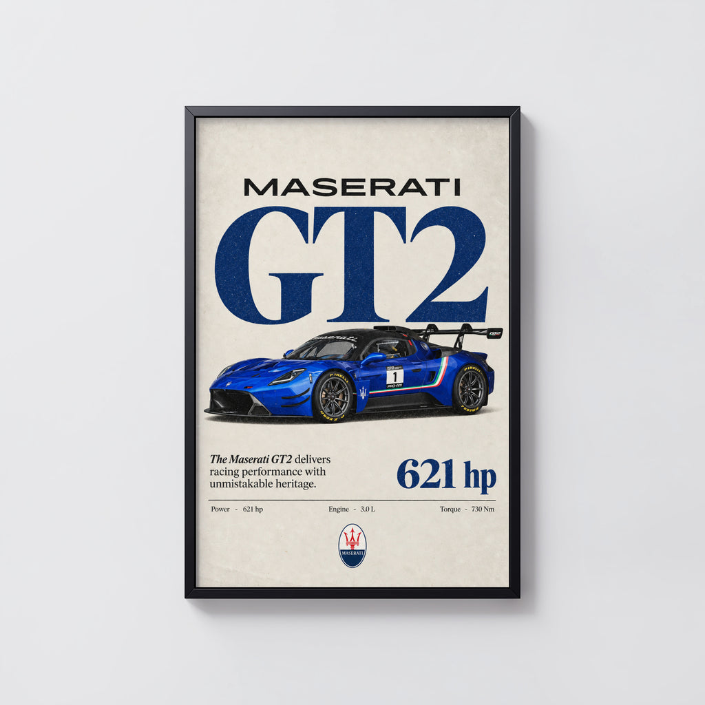 Vintage Maserati GT2 Print, Race Car Wall Art