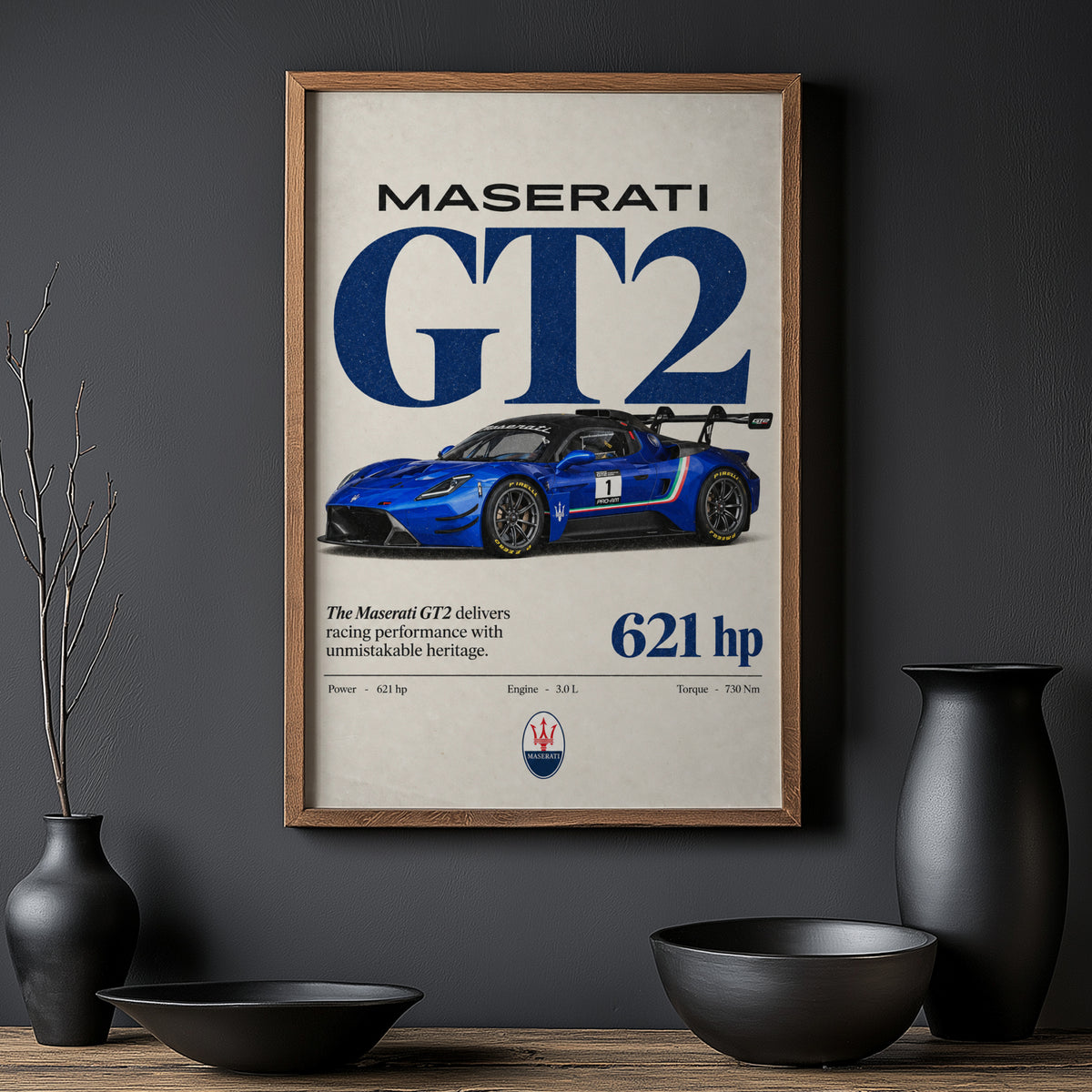 Vintage Maserati GT2 Print, Race Car Wall Art
