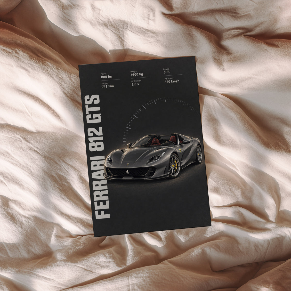 Vintage Ferrari 812 GTS Print, Supercar Wall Art