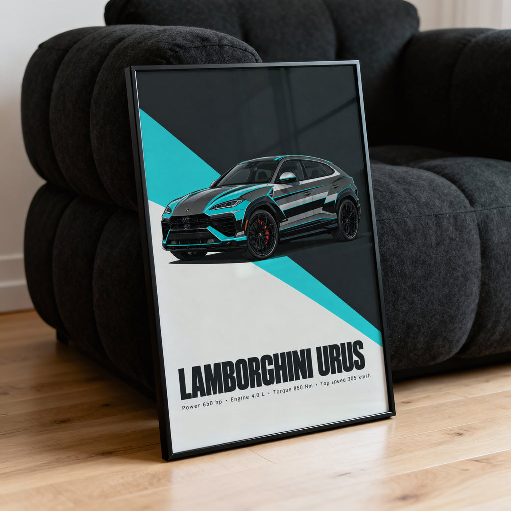 Vintage Lamborghini Urus SUV Print, Car Wall Art