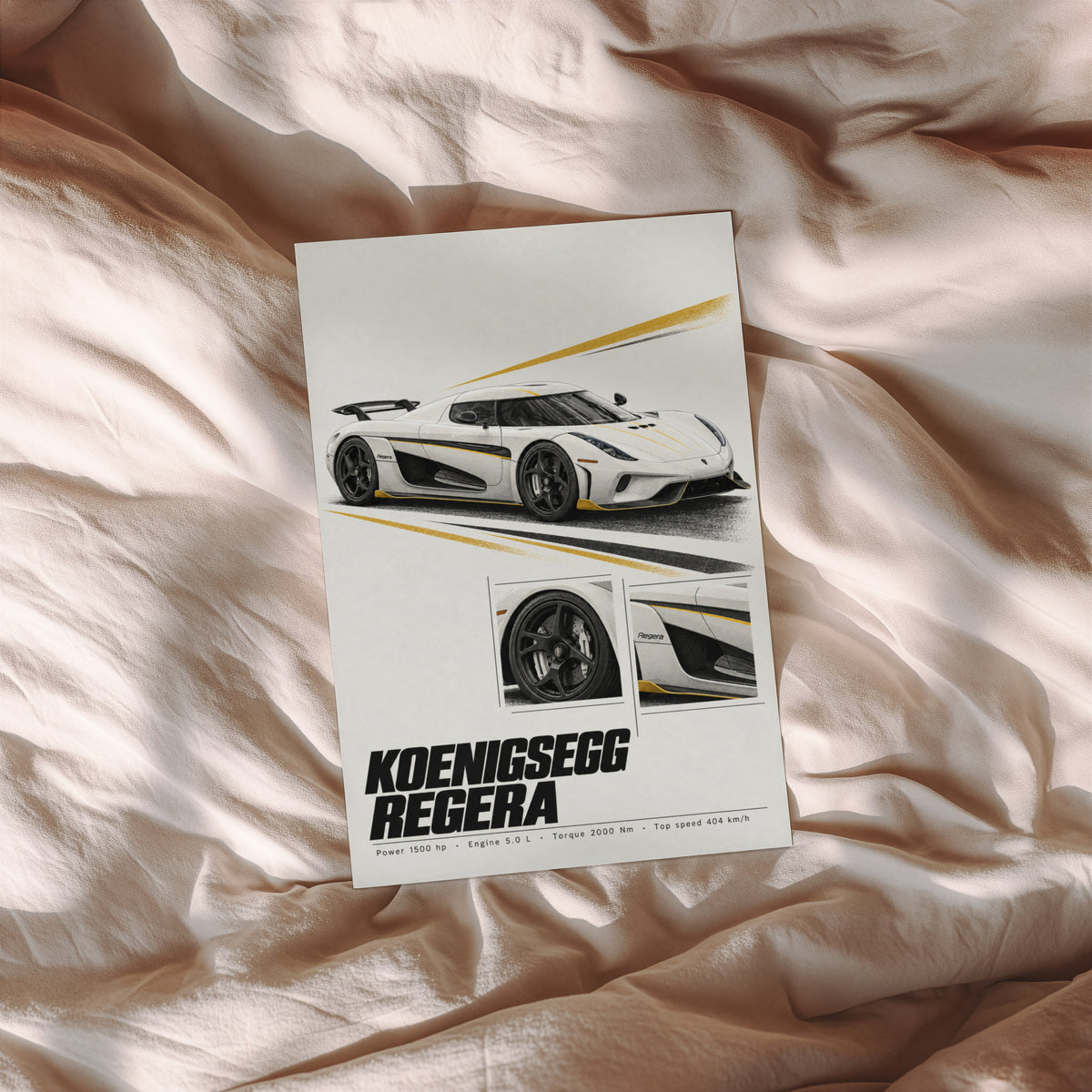 Vintage Koenigsegg Regera Print, Supercar Wall Art