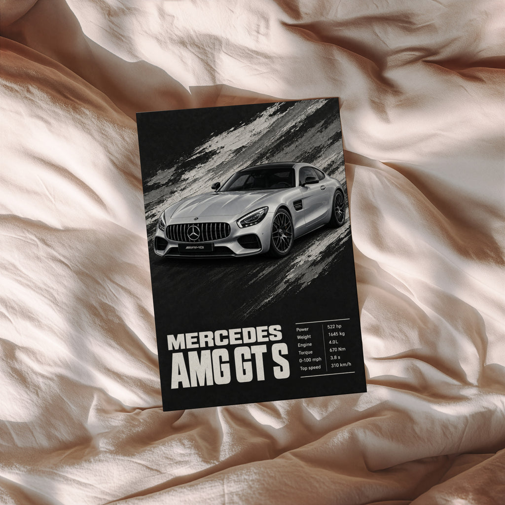 Vintage Mercedes AMG GT S Print, Car Wall Art