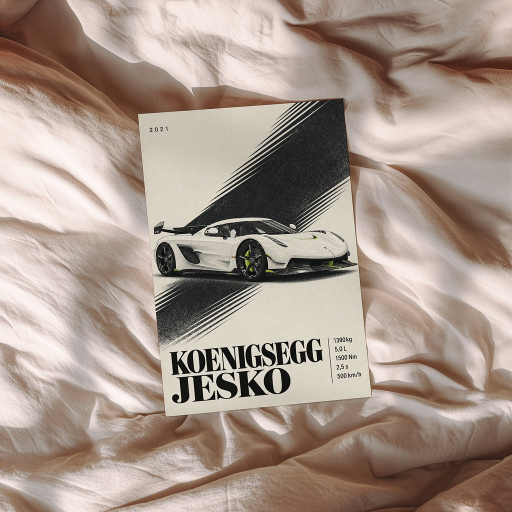 Vintage Koenigsegg Jesko Print, Supercar Wall Art