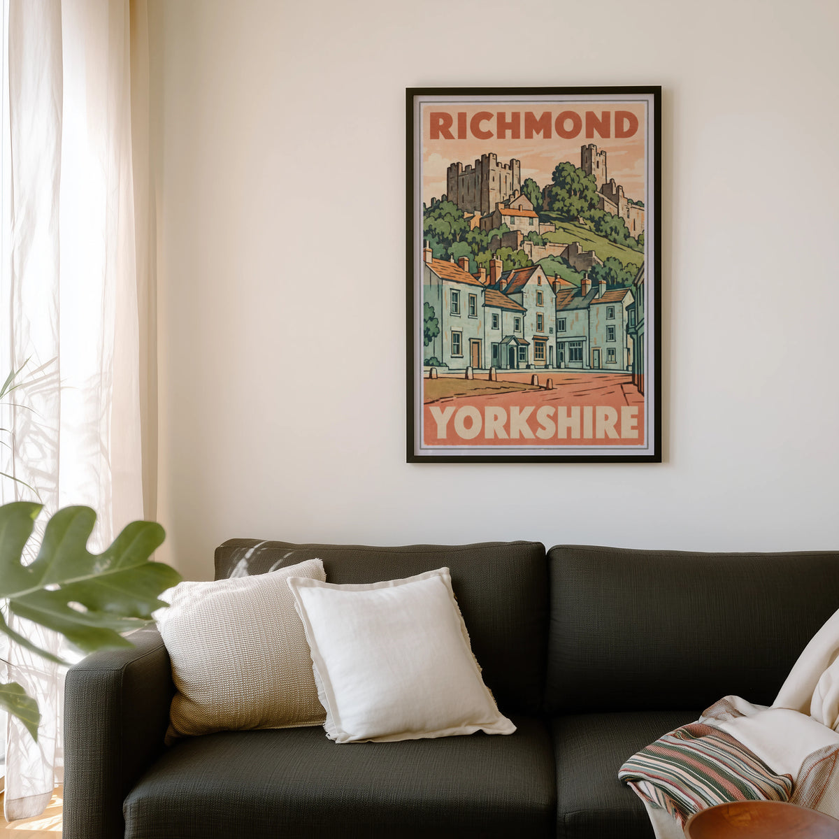 Vintage Richmond Yorkshire Poster, Castle Wall Art Print
