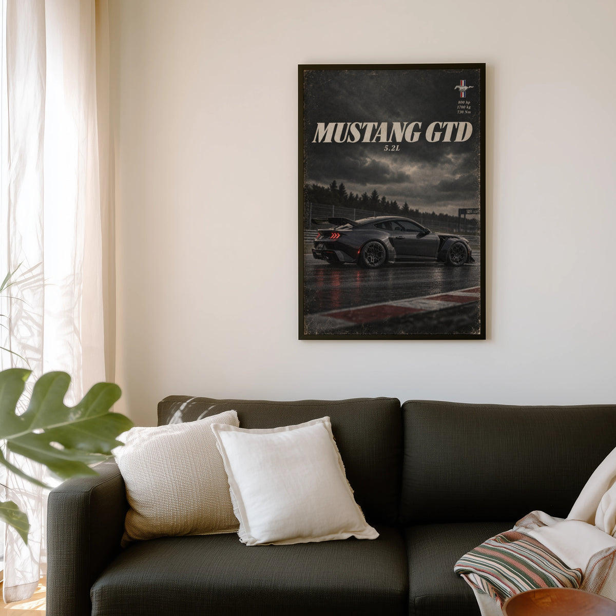 Vintage Mustang GTD Print, Muscle Car Wall Art