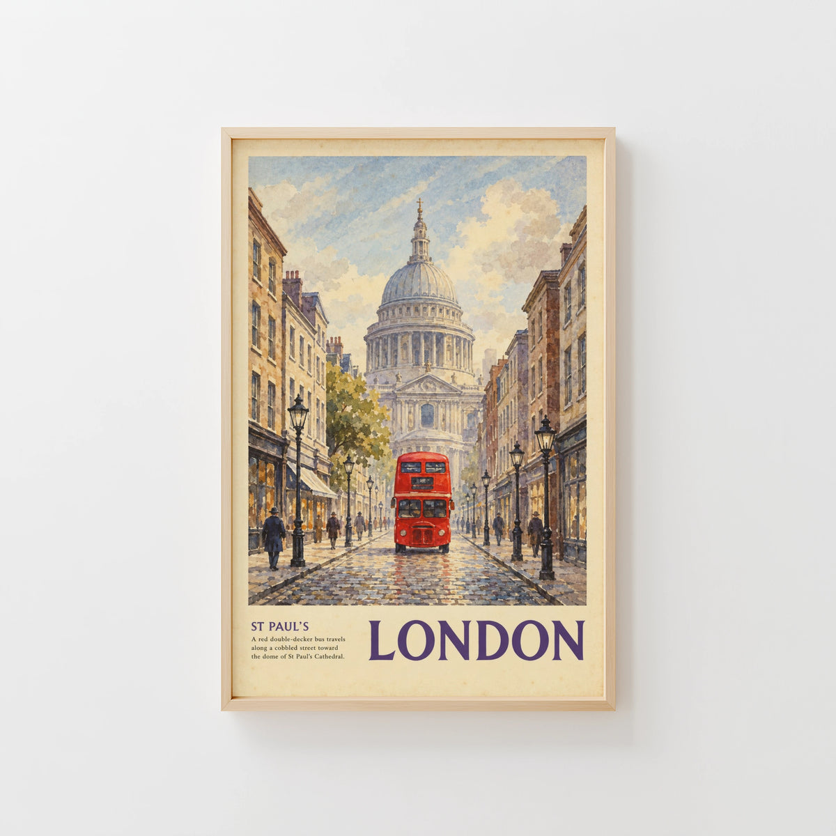 Vintage London Poster, St Paul's Cathedral Wall Art