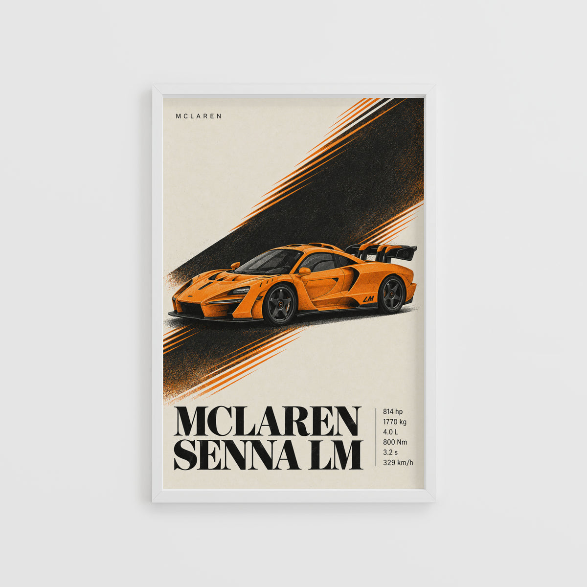 Vintage McLaren Senna LM Print, Supercar Wall Art