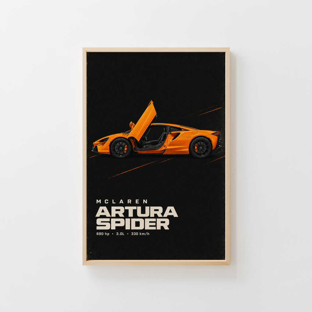 Vintage McLaren Artura Spider Print, Supercar Wall