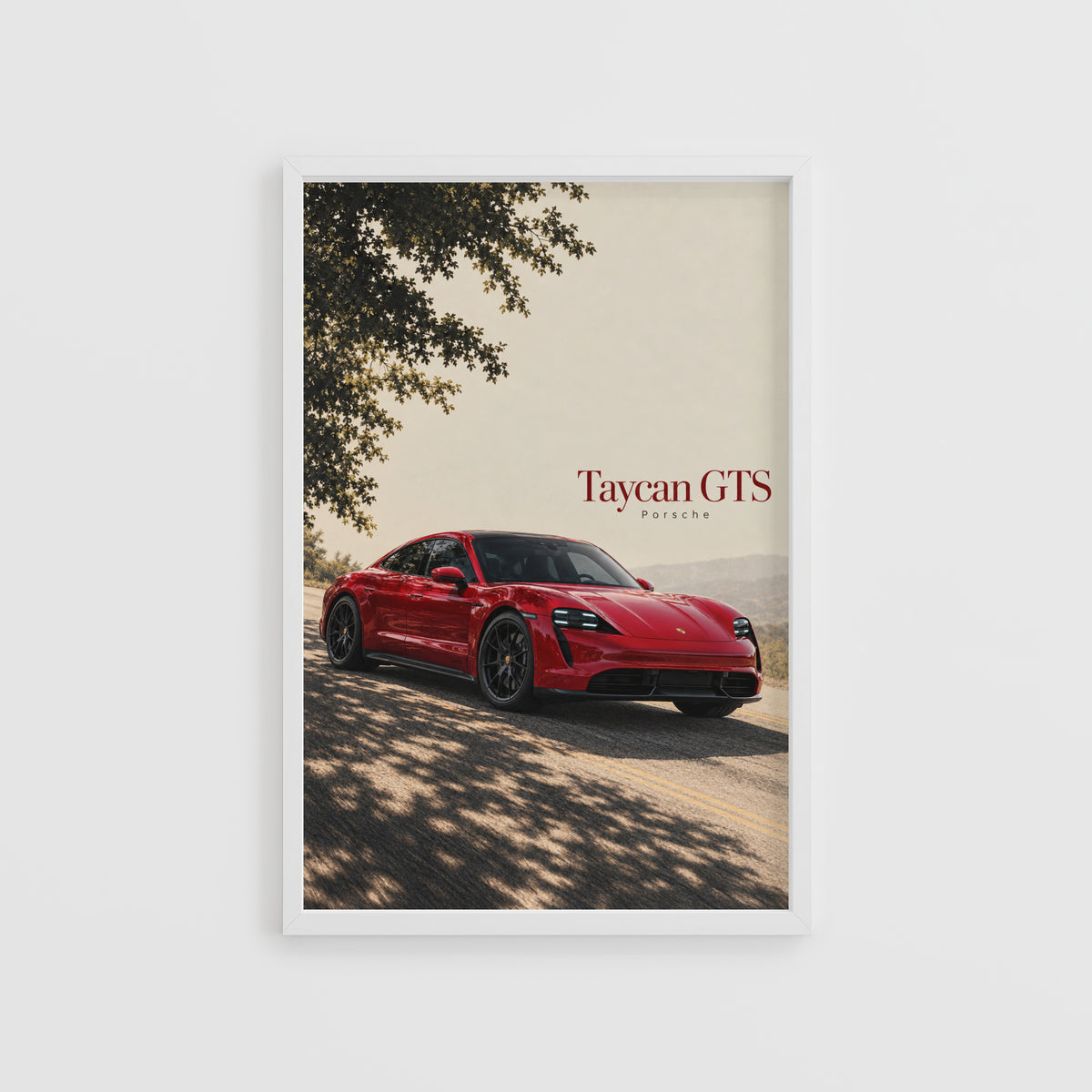 Vintage Porsche Taycan GTS Car Print Wall Art