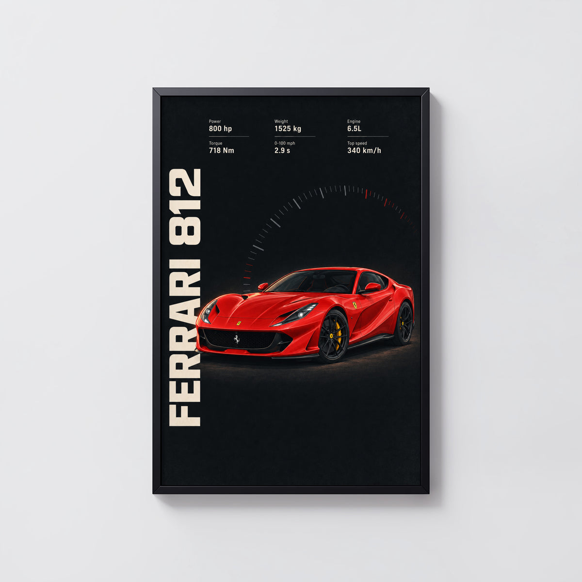 Vintage Ferrari 812 Print, Supercar Wall Art