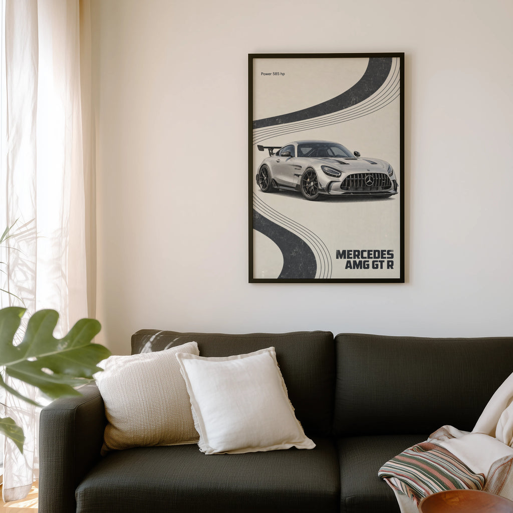 Vintage Mercedes AMG GT R Print, Car Wall Art