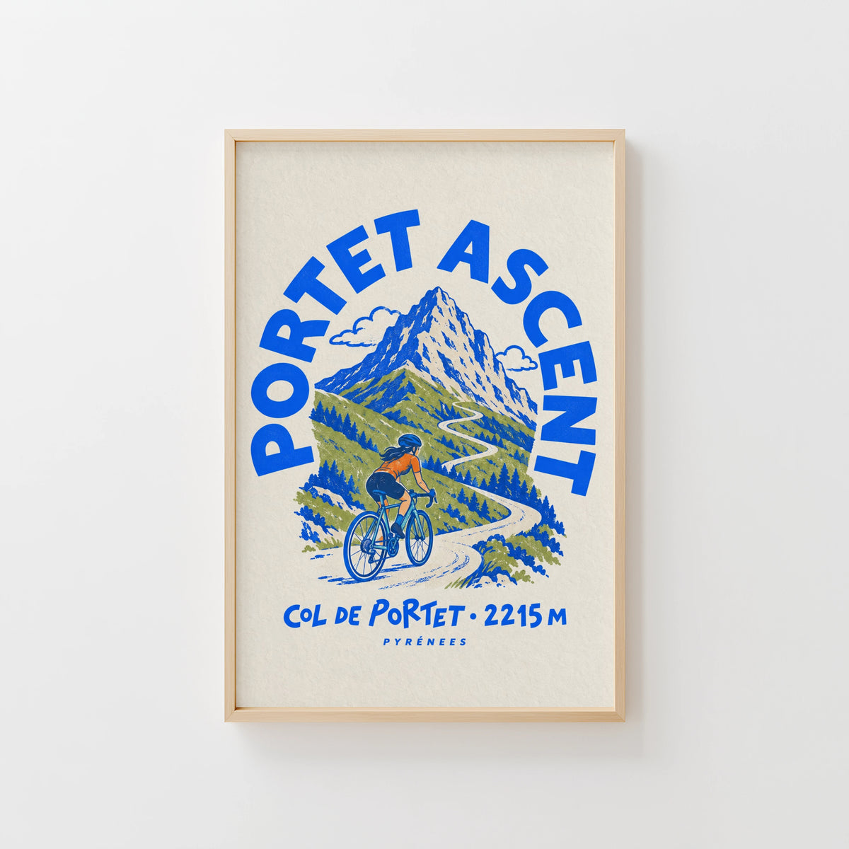 Vintage Col de Portet Poster, Cycling Print, Wall Art