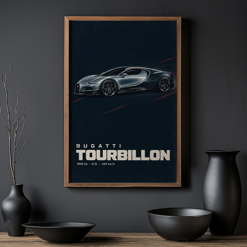 Vintage Bugatti Tourbillon Print, Hypercar Wall Art
