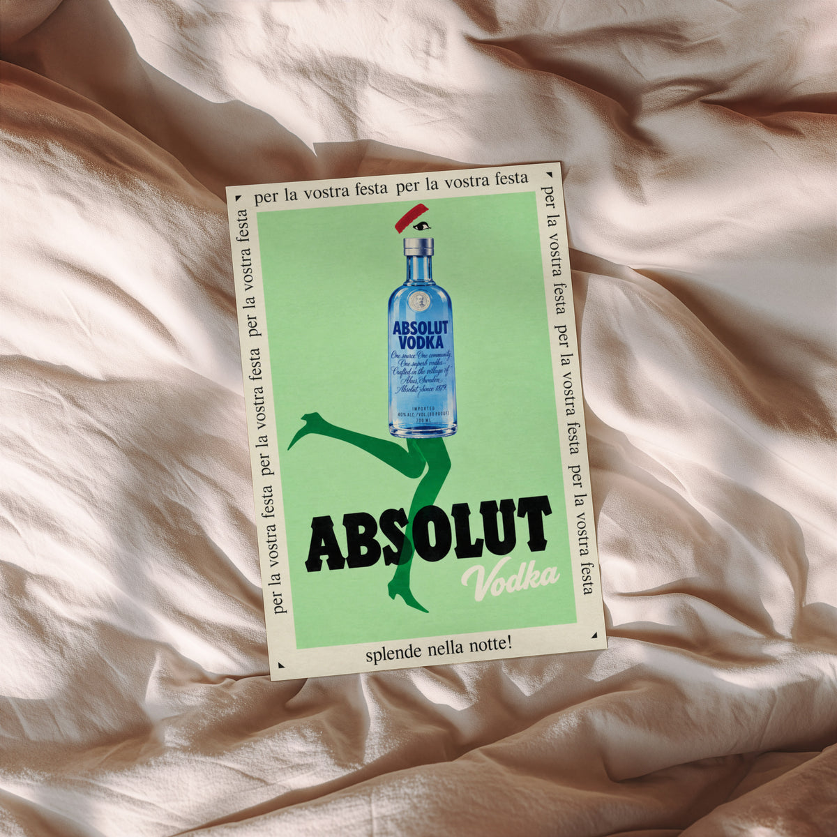 Vintage Absolut Vodka Print Poster, Retro Bar Wall Art