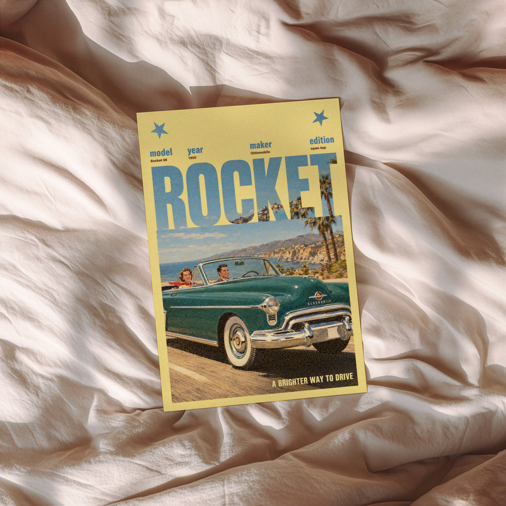 Vintage Oldsmobile Rocket 88 Poster, Car Wall Art Print