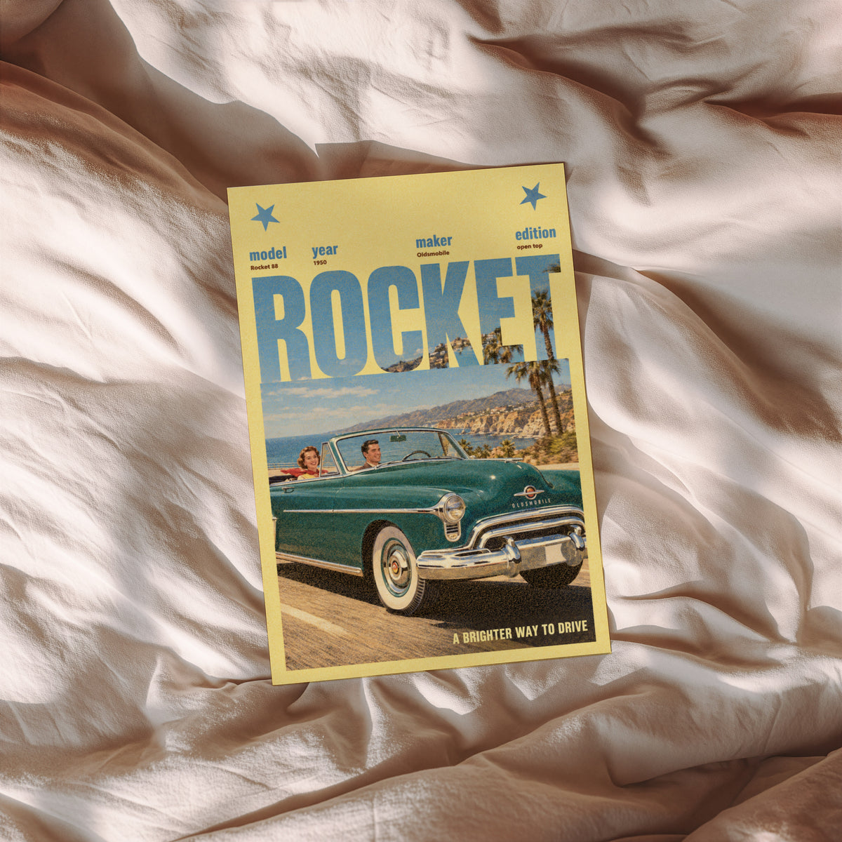 Vintage Oldsmobile Rocket 88 Poster, Car Wall Art Print