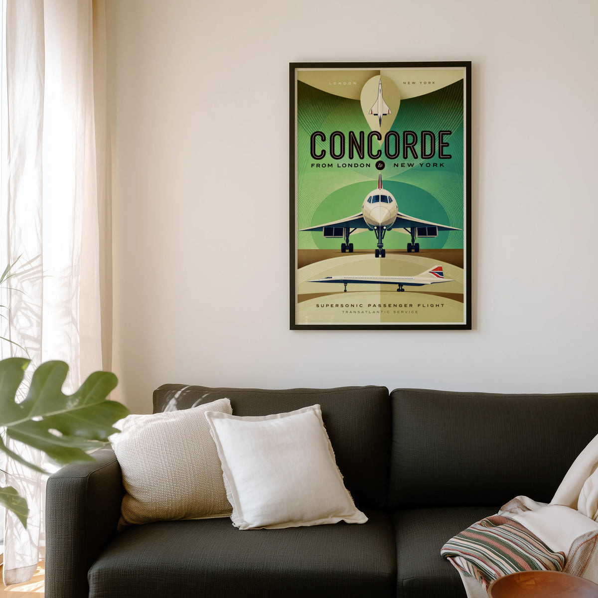 Vintage Concorde Poster, London New York Wall Art Print