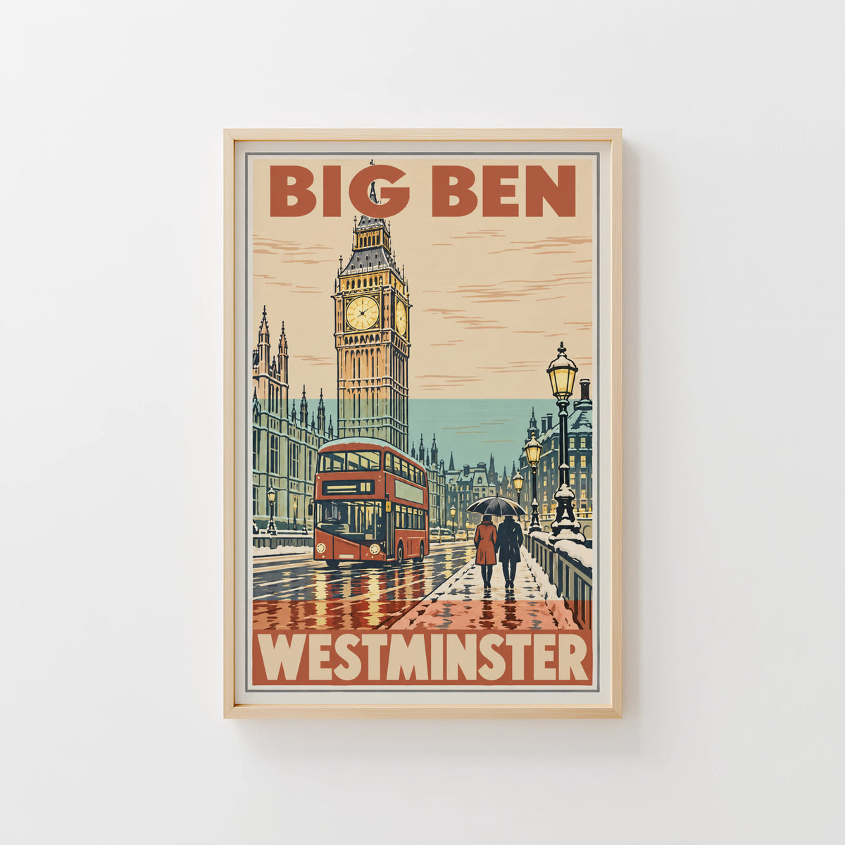 Vintage Big Ben Westminster Poster, London Wall Art Print