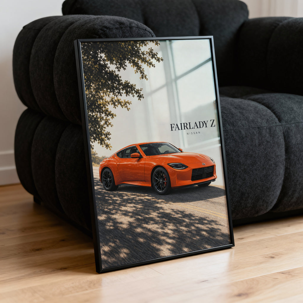 Vintage Nissan Fairlady Z Print, Orange Sports Car