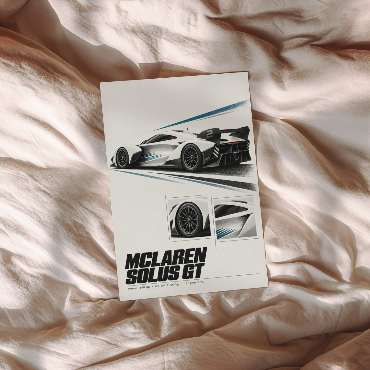 Vintage McLaren Solus GT Print, Supercar Wall Art