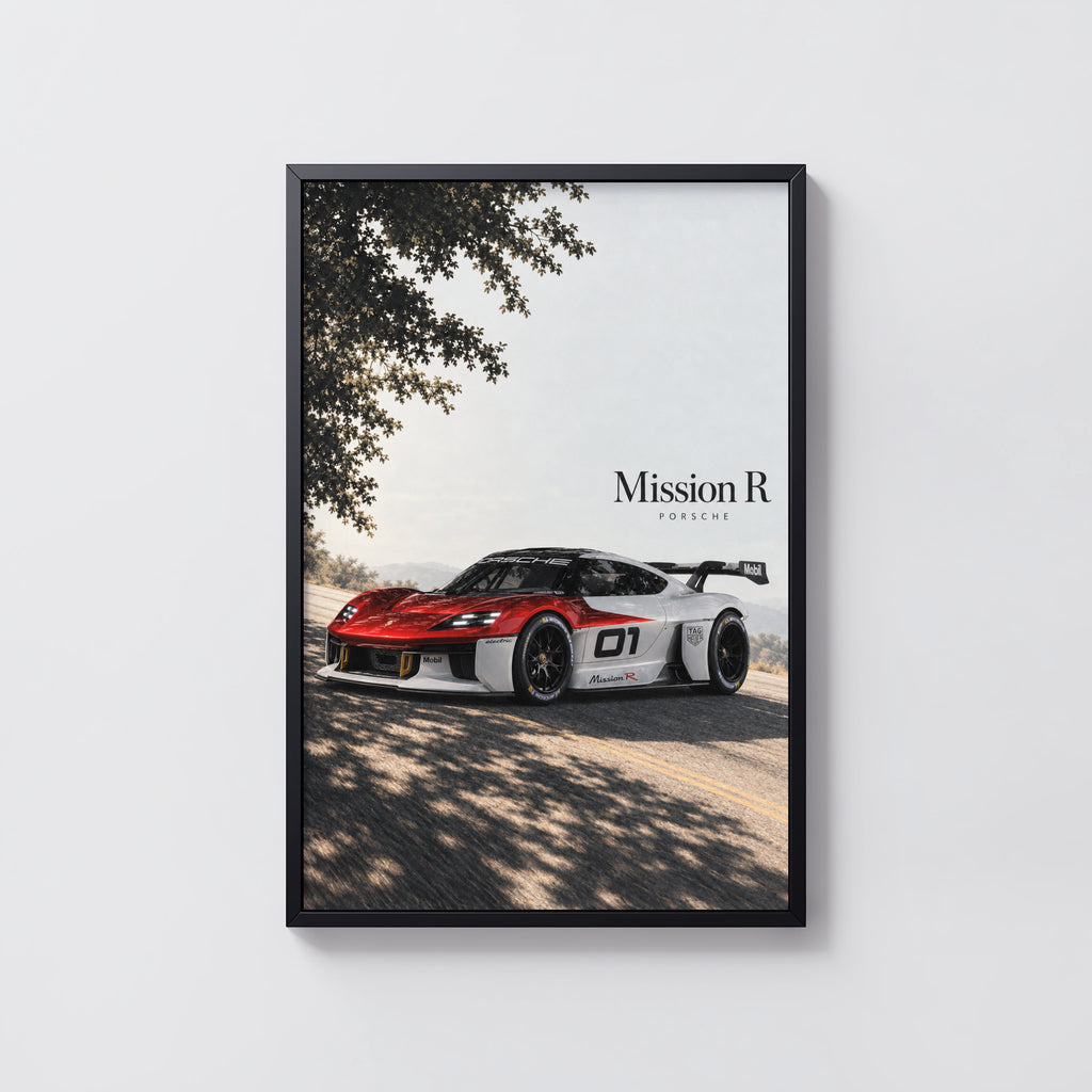 Vintage Porsche Mission R Print, Race Car Art