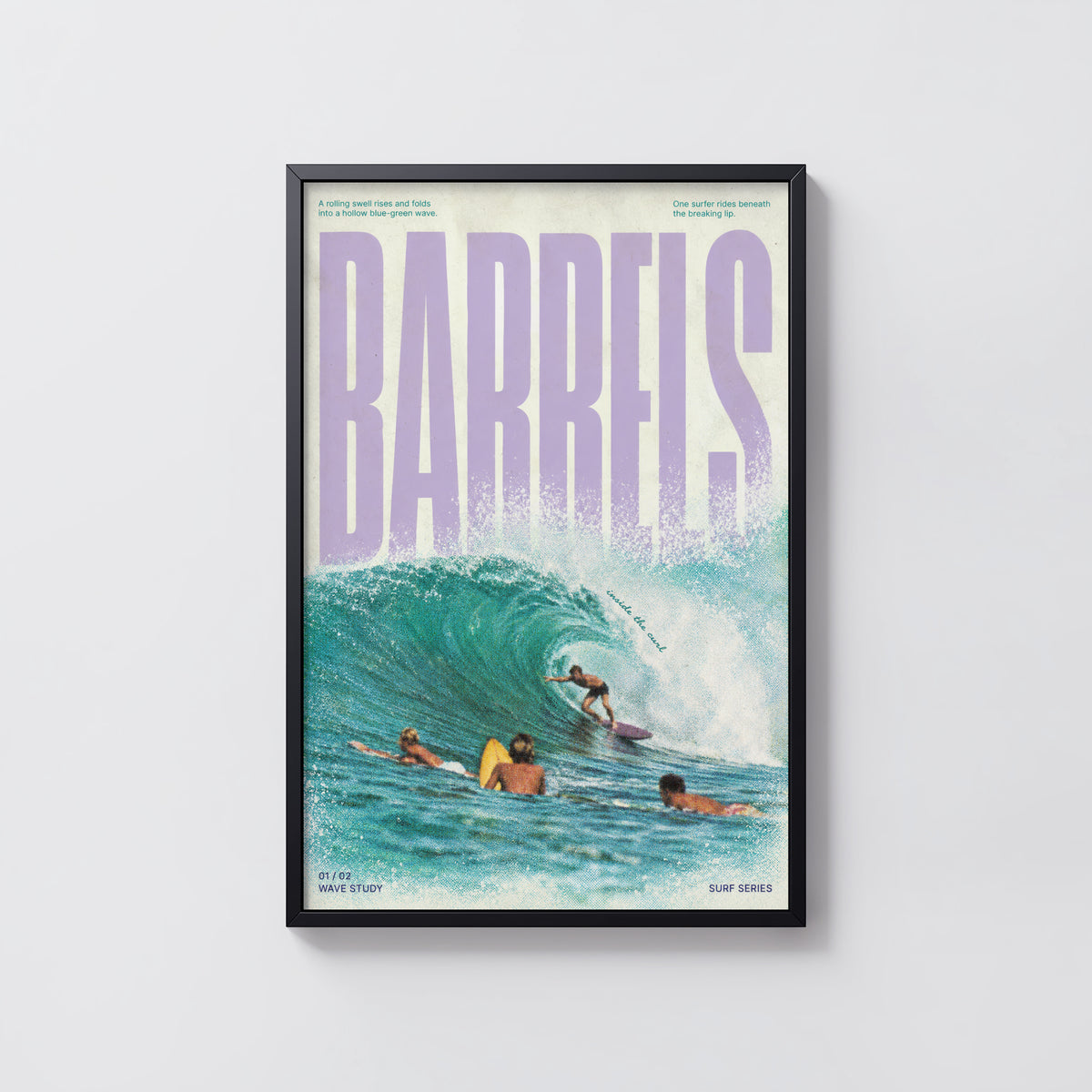 Vintage Barrels Surf Print, Surfing Poster, Wave Art