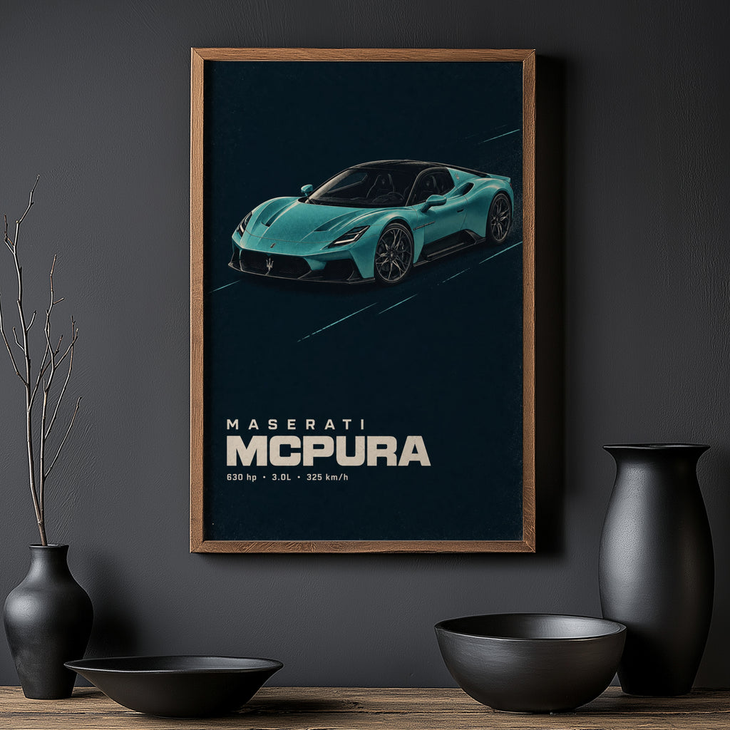 Vintage Maserati MCPURA Print, Car Wall Art